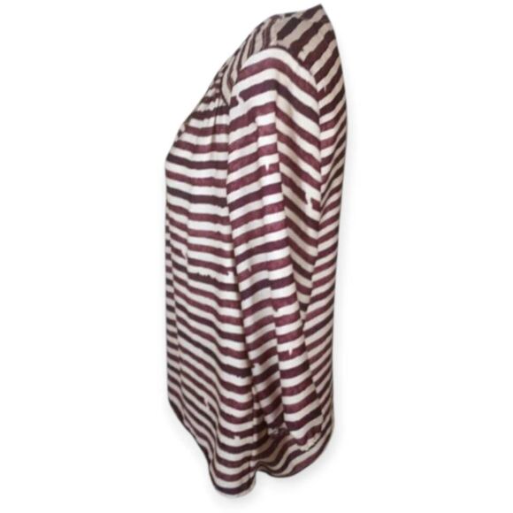 DAISY FUENTES DJ. BROWN & BLUSH STRIPE BLOUSE SZ. M EUC - Picture 4 of 8